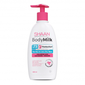 SHAAN BODY MILK WITH HYALURONIC ACID , NIACINAMIDE & CERAMIDE FOR DRY TO VERY DRY SKIN 300 ML